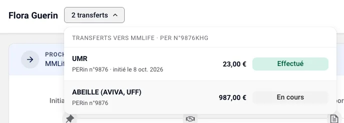 Capture de PERmute Distribution : Votre client au téléphone ? Tous ses transferts sont à un clic.